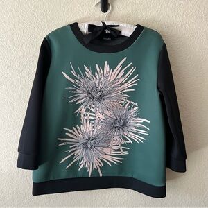 Max & Co. Sweatshirt 3/4 Sleeves Sweater Flowers Print Scuba Fabric MaxMara